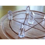 Large Wooden Crystal Healing Grid with Six Quartz Points